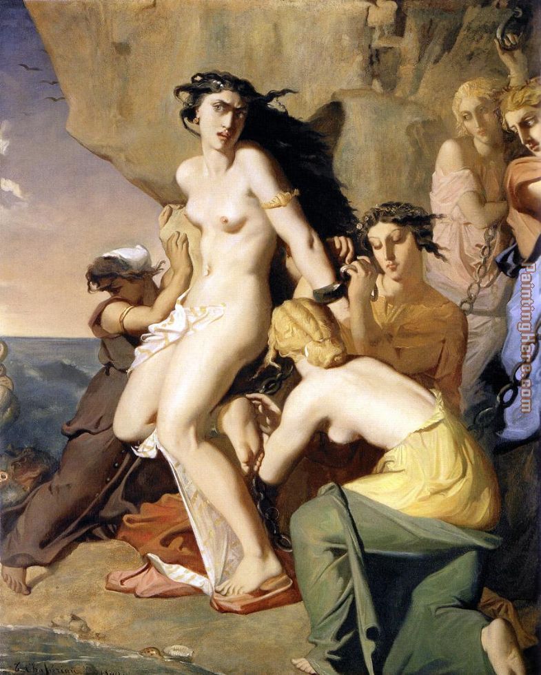 Andromeda Chained to the Rock by the Nereids painting - Theodore Chasseriau Andromeda Chained to the Rock by the Nereids art painting